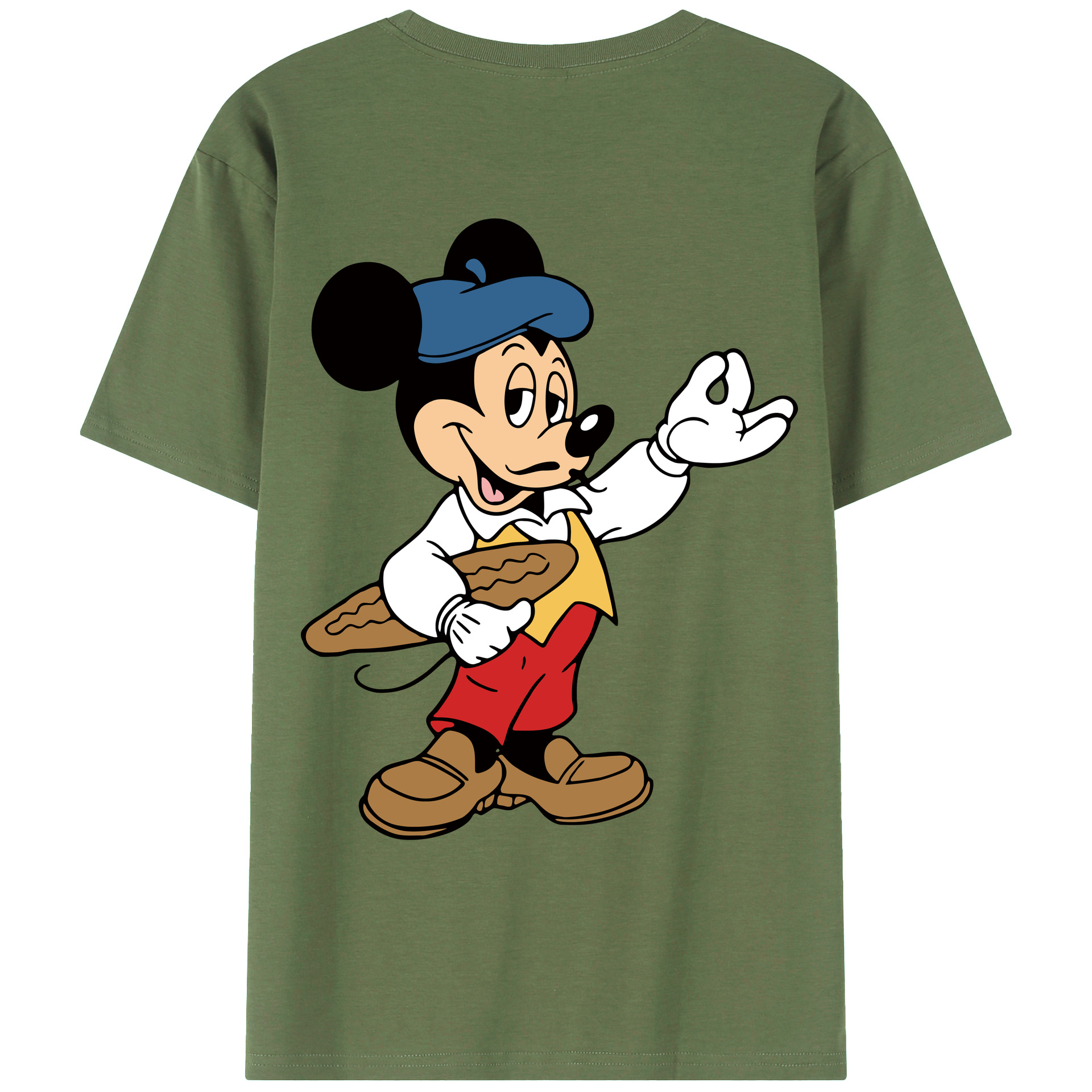 ミッキーマウス Mickey Mouse 綿100％ メンズ半袖Tシャツ（バックプリント） 通気性